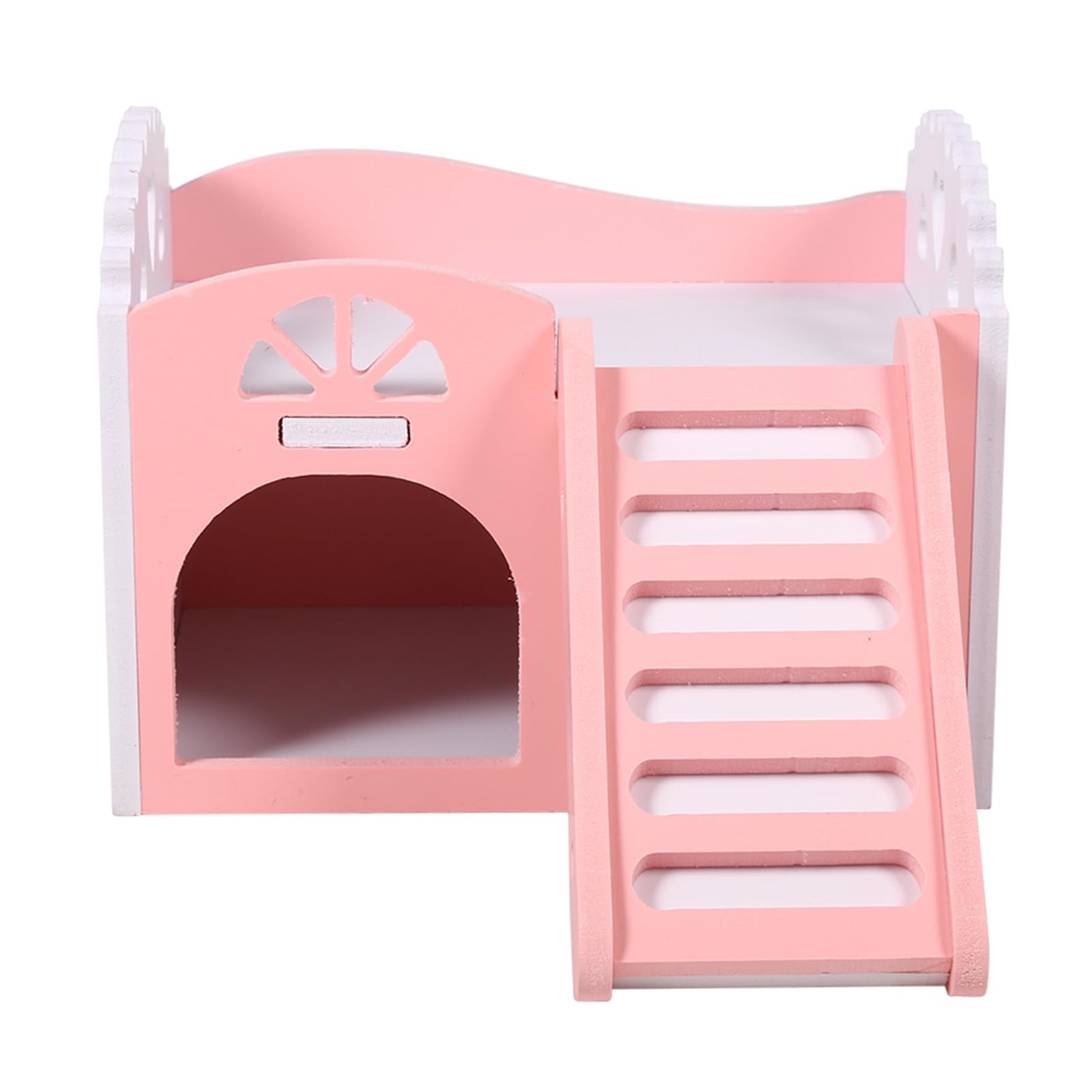 Double Decker Hamster House, Pink Pet Cage Furniture, Multi-Level Hideout for Guinea Pigs, Chinchillas, Mice and Rats, Easy Clean Small Animal Home Nest
