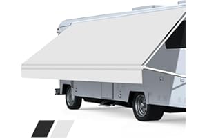 Somokg RV Awning Fabric Replacement, Premium 4-Ply 18.5oz Vinyl Fabric for RV Canopy, Universal Fit for Electric ＆ Manual Camper Awning (14FT(Fabric 13'2"), Solid White)