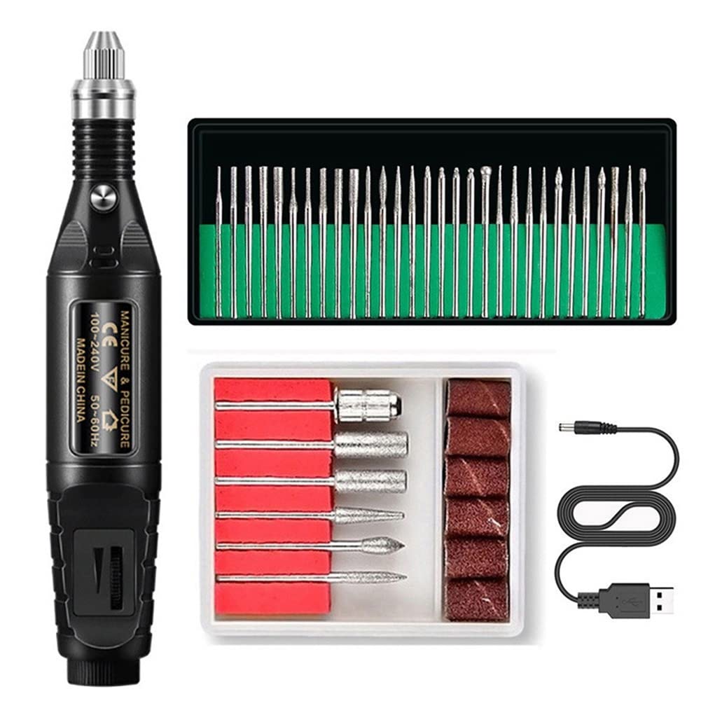 Oiiwowi Electric Nail Drill Nail Drill Machine Nail File E File Drill Set Kit for Acrylic Nails Gel Nail Glazing Drill,Black