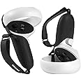 Nsiucion Controller Grip Cover for Oculus Meta Quest 2, Anti-Slip Silicone Protector Case with Adjustable Wrist Knuckle Strap, VR Oculus Quest 2 Accessories (1Pair Black)