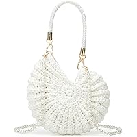 Handwoven Rattan Seashell Crossbody Bag | Coastal Chic Boho  Brand new boho Woven Shell and sequins 
Shoulder Bag in Natural cross body display picture 1