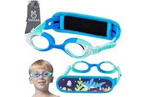 Vvinca Kids Swim Goggles with Fabric Strap No Tangle Pain-Free, Anti-Fog Swimming Pool Goggle No Leak for Toddlers Girls Boys