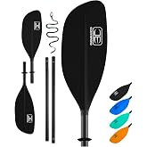 OCEANBROAD 4 Pieces Kayak Paddle 90.5in/230cm Carbon Fiber for Kayaking | 37oz/2.3lb, Carbon Fiber Shaft, PP Blades, Floatable, With Paddle Leash, Feathering Angles of 0&deg;or 60&deg;(L or R), Drip Rings