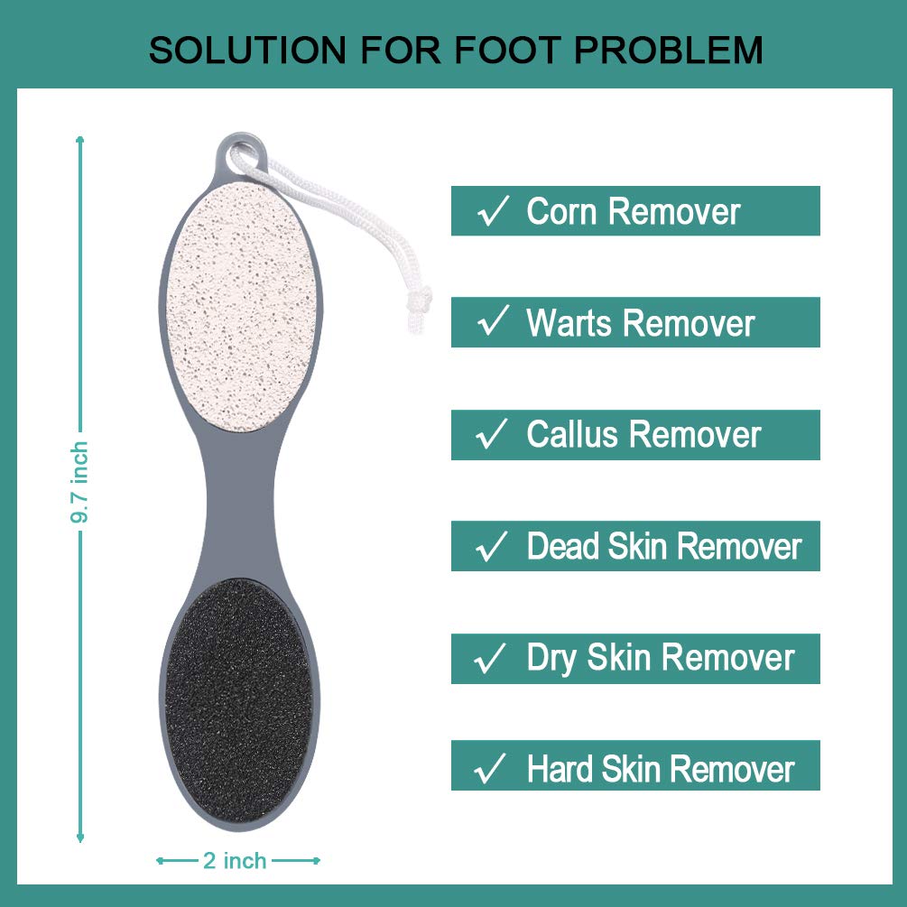 CAREHOOD Foot File Callus Remover - Multi Purpose 4 in 1 Feet Pedicure Tools with Foot Scrubber, Pumice Stone, Foot Rasp and Sand Paper for Home Foot Care (Grey Pedicure Foot File) : Beauty