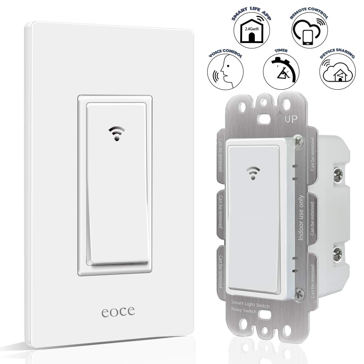 Smart Switch Eoce Wifi Light Switch Work with Alexa Google Home and IFTTT, Timer and Remote