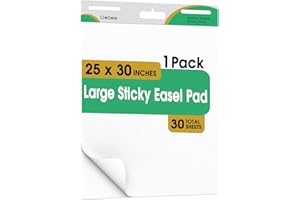 CREGEAR Sticky Easel Pad, 25 x 30 Inch Anchor Chart Paper, 1 Pack 30 Sheets, Large White Self Stick Flip Chart Paper for Teachers