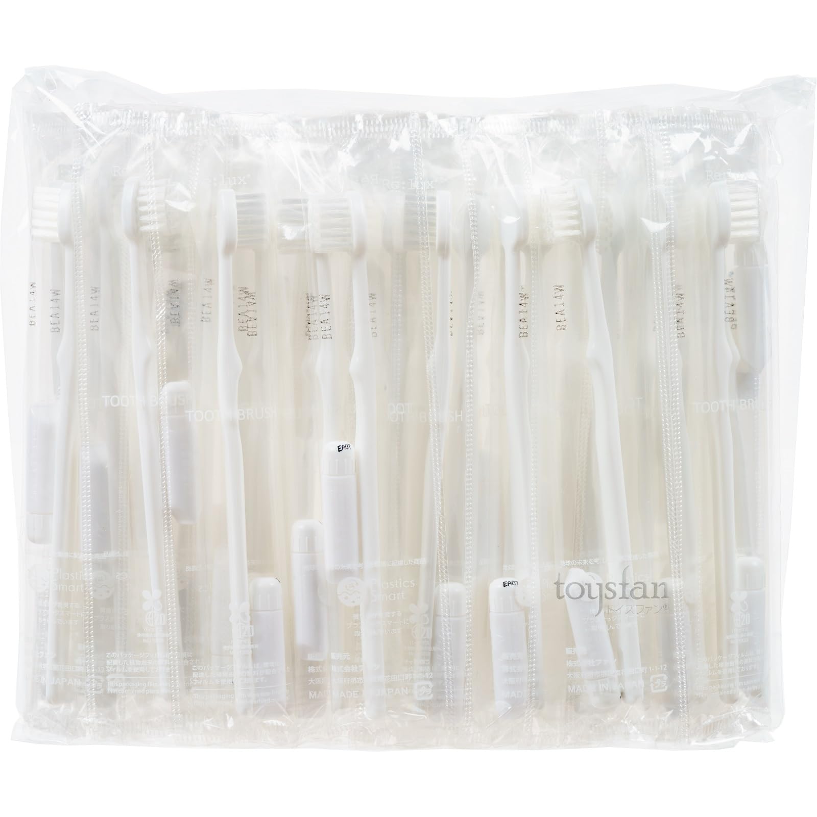 toysfan トイズファン Re:luxⓇ 業務用使い捨て歯ブラシセット ハミガキ粉チューブ3g付き 100本入り ハブラシ 宿泊施設 歯磨き 温泉 旅館 ホテル アメニティ 銭湯 スパ サウナ 病院 売店 個包装 リラックス はぶらし 100個 haburashi商品画像