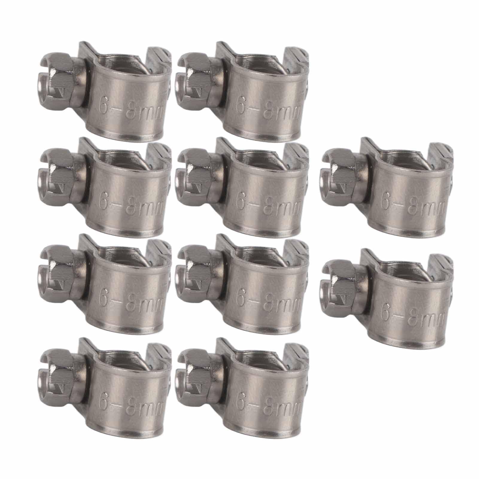 FTVOGUE 10pcs Stainless Steel Pipe Clamps Fuel Line Pipe Clips (6-8Mm)