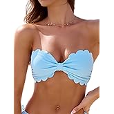 Rajputana Womens Wavy Edge Bandeau Bikini Top Only Tie Back Strapless Swimsuit Bathing Tops