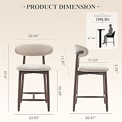 COLAMY Bar Stools Set of 2, Counter Height Bar