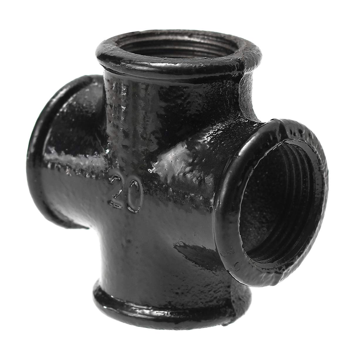 CocinaCo 3/4 Inch Black Iron Pipe Threaded Cross Fitting Plumbing