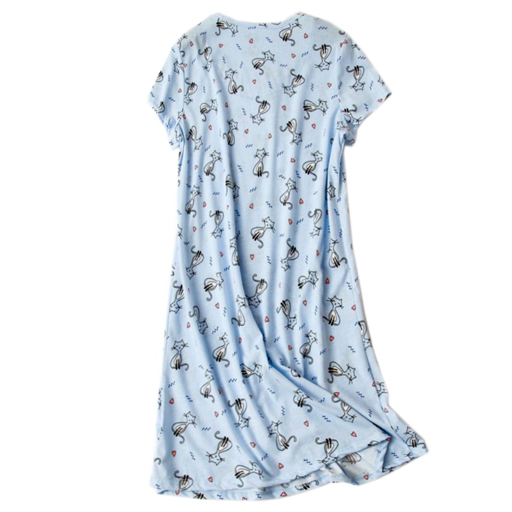 ENJOYNIGHT Womens\' Short Sleeve Nightgown Print Sleep Dress Cute Sleepwear (X-Large, Kitty)