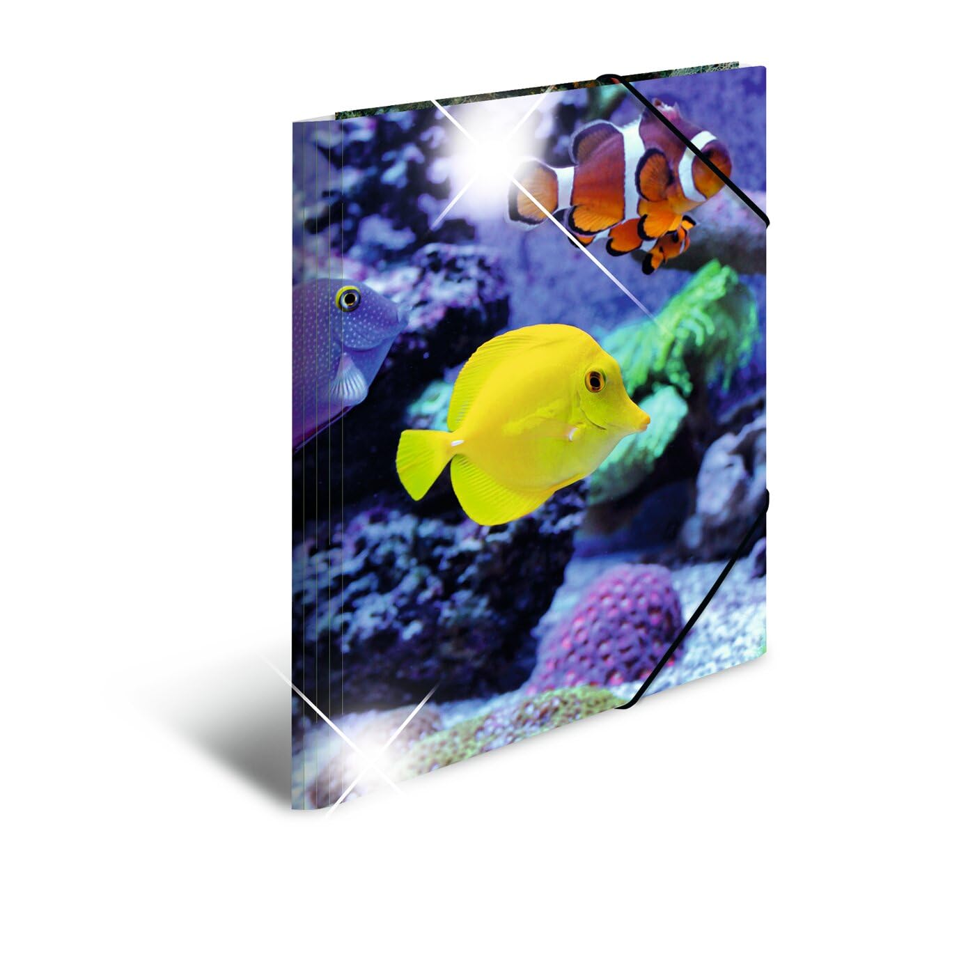 HERMA Elastic Folder Animals with Fish Motif, A3, Glossy Plastic, with Inner Print, 1 Span Folder