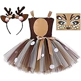 Tutu Dreams Halloween Animal Costumes for Kids Girls 1-10Y Reindeer Giraffe Tiger with Headband Halloween Dress Up Clothes