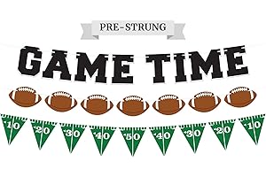 PERFECT OCCASION Pre-strung Game Time Football Banner - No DIY - Football Party Banner - Pre-strung Garland on 8 ft Strands - Birthday & Sports Fantasy Party Decorations. Did We Mention No DIY