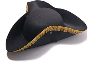 CiviLight Colonial Tricorn Hat Halloween Pirate Hats Men Captain Hook Hat Musketeer Hat Masquerade Party Revolutionary War Costume
