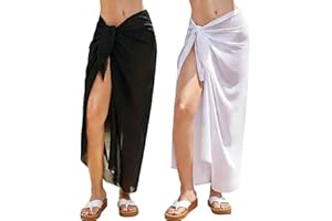 2 Pieces Sarong Coverups for Women Bathing Suit Wrap Swimsuit Skirt Beach Bikini Cover up Swimwear Chiffon Beach Accessories