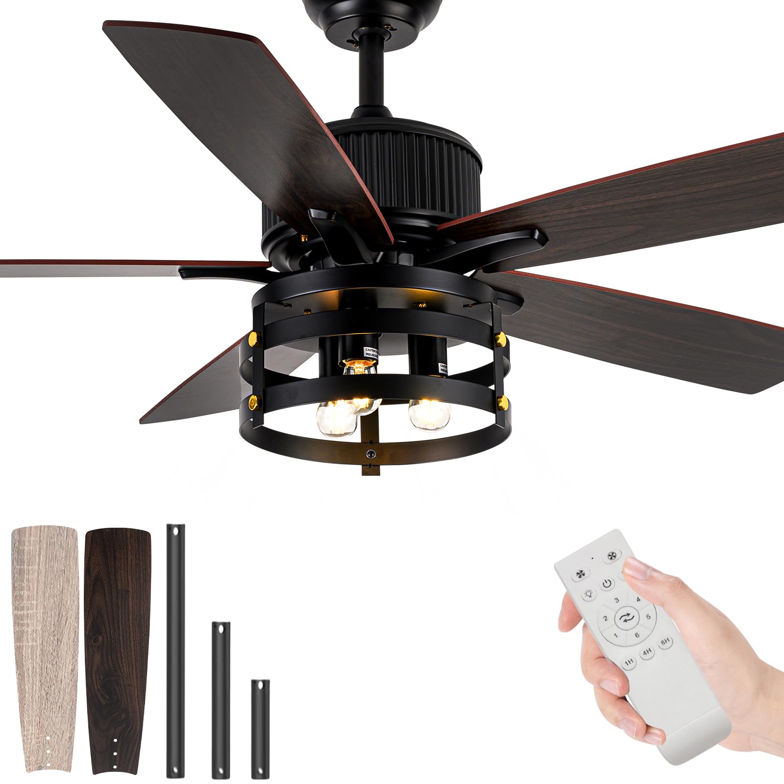 Mua Farmhouse Rustic Ceiling Fan with Lights, 52 Inch Industrial ...