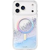SCORPIFY for iPhone 17 Pro Case [Compatible with MagSafe] with Gleam Arctic Aurora Case, Cute Clear Magnetic Phone Cover Bumper for Women Girls, Iridescent Blue with Glitter Sparkle Foil Flakes