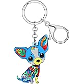 NEWEI Acrylic Dog Keychain Accessories Cute Pet Puppy Keyring for Women Girls Dog Lovers Purse Car Key Chain Gifts (Chihuahua A)