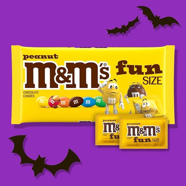 M&M’S PEANUT CHOCOLATE CANDY, FUN SIZE CANDY BAGS FOR PARTY FAVORS, HOLIDAYS, PARTIES, 10.53OZ BULK CHOCOLATE GIFT