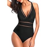 Tempt Me Women Halter Plunge V Neck One Piece Swimsuits Sexy Mesh Hollow Out Bathing Suits