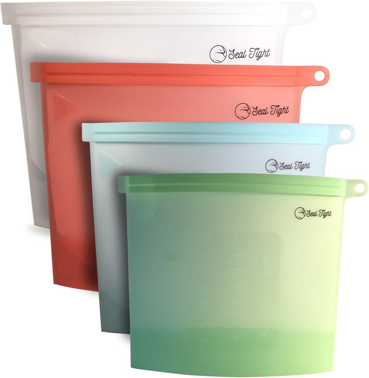 Reusable Silicone Food Grade Storage Bag Airtight Container Microwave Freeze Steam Boil Organic Vegan Lunch Snacks Cooking Veggie Meat Liquid 4 Pack 2 Medium 2 Large By Sealed Tight
