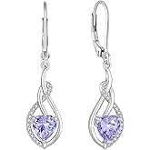 FYNSBLE Heart Earrings for Women 925 Sterling Silver Infinity Heart Birthstone Leverback Earrings Hypoallergenic Jewelry Birthday Christmas Gifts for Women Mother Wife Her