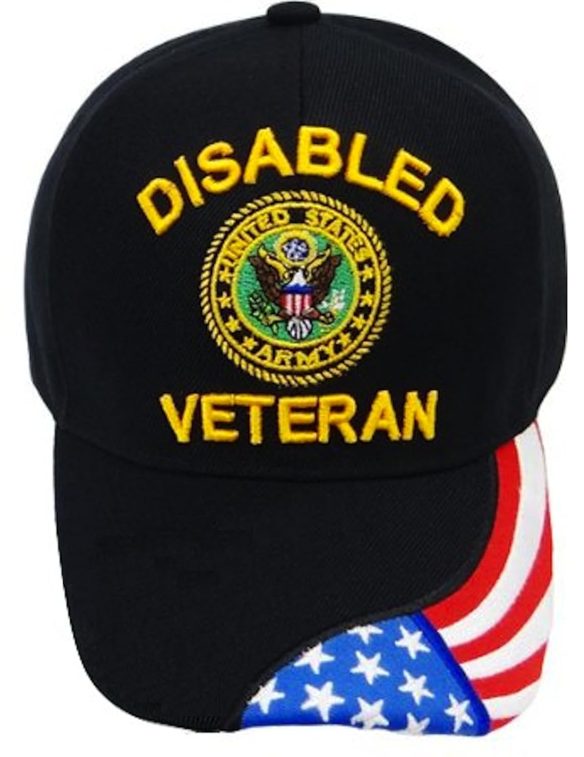 Disabled Veteran Baseball Cap Black Hat U.S. ARMY American
