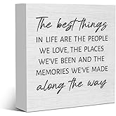 Inspirational the Best Things Family Quote Home Accessories Decor Rustic Wooden Box Sign Desk Decor for Family Friend Table Shelf Wall Living Room Bathroom Farmhouse Office Wood Block Plaque Box Sign