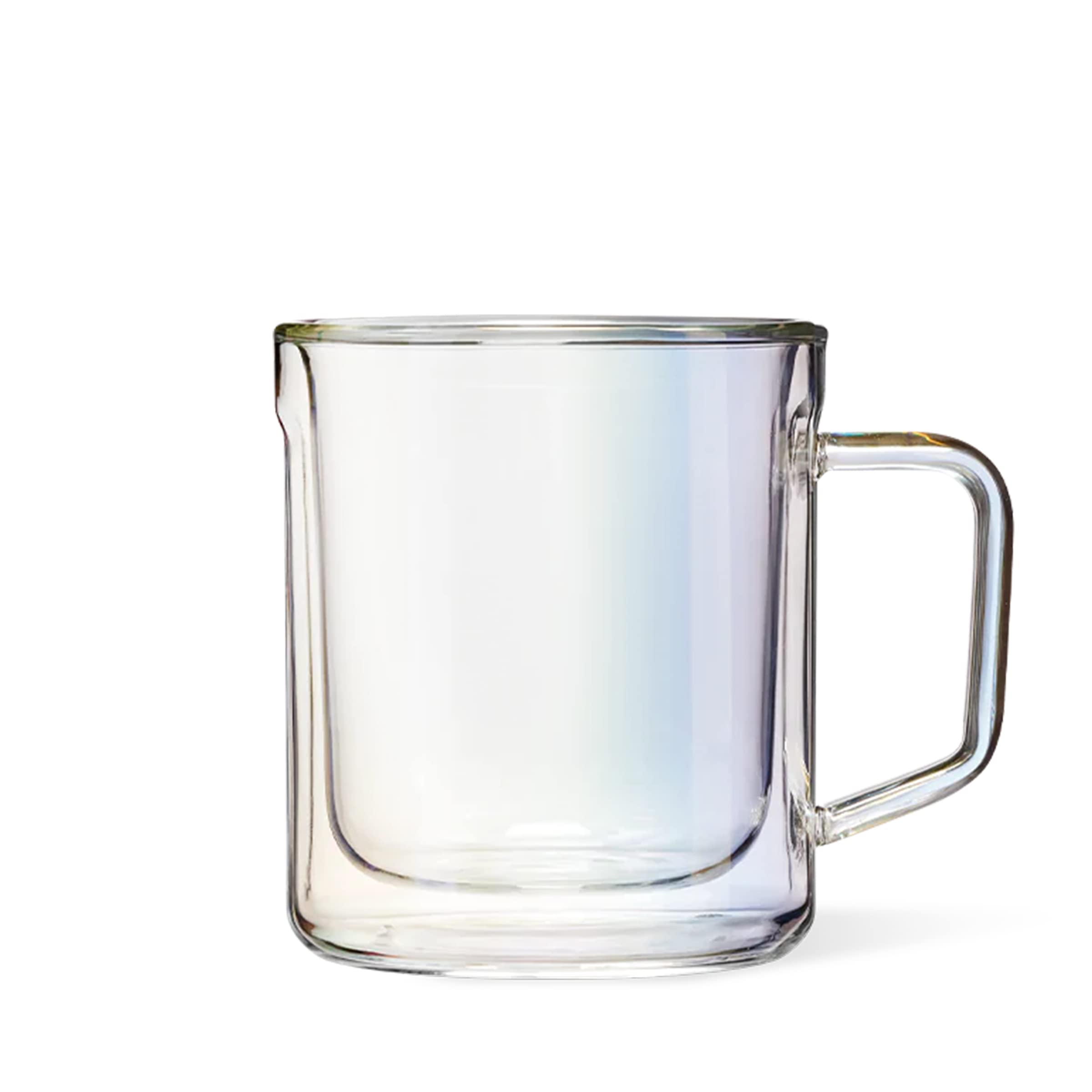 Corkcicle Glassware Handled Mug - 2 Double-Insulated Thermal Glass Cup - for Hot & Cold Beverages Including Espresso, Coffee, & Tea - Prismatic Finish - 16oz/475ml, Pack of 2