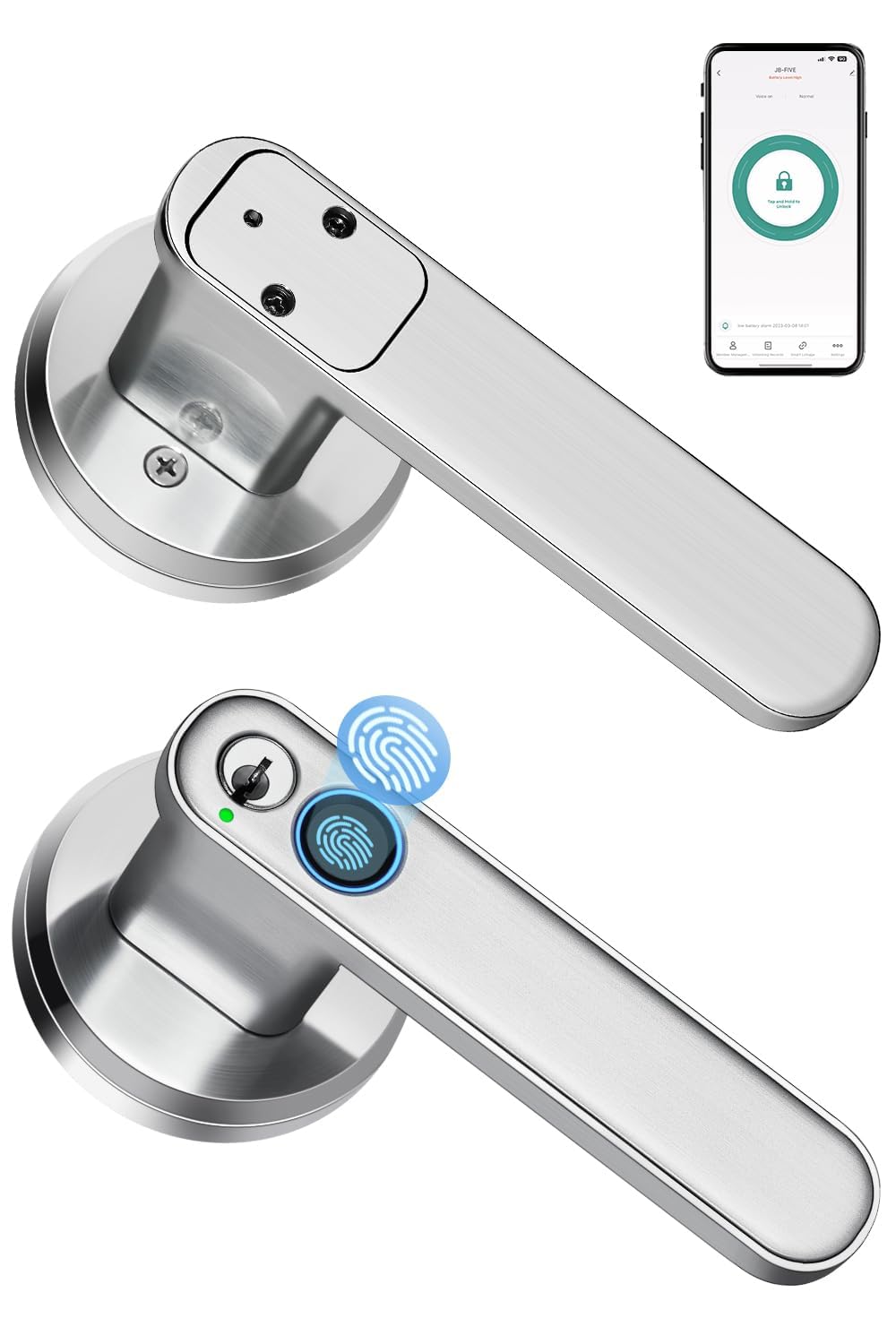 Photo 1 of Smart Fingerprint Door Lock, 3-in-1 Keyless Entry Door Lock with Biometric Fingerprint, APP, Keys, Smart Door Lock with Handle for Home, Office, Apartment