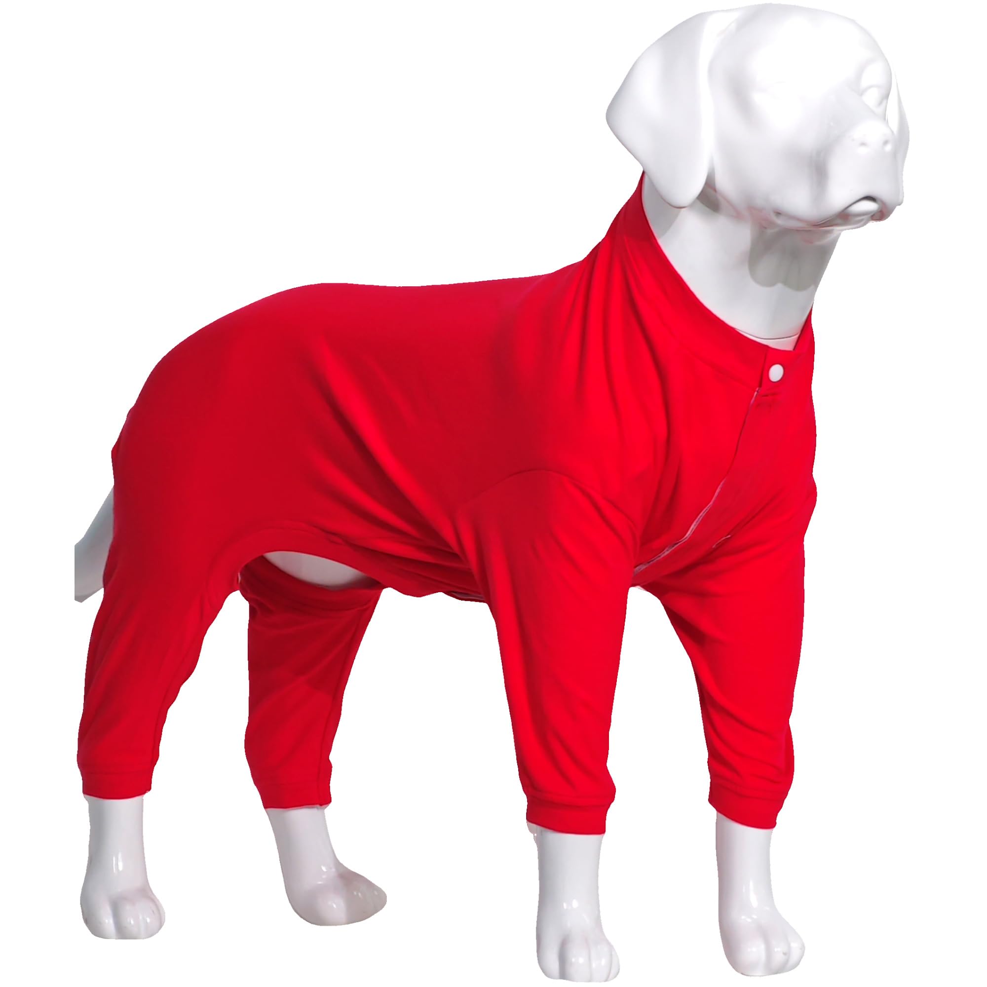 Lovelonglong Four Feet Lightweight Pajamas, Pure Cotton Jumpsuits, Onesies T-Shirt Stylish PJs Puppy Costume for Large Medium Small Dogs Red XXL