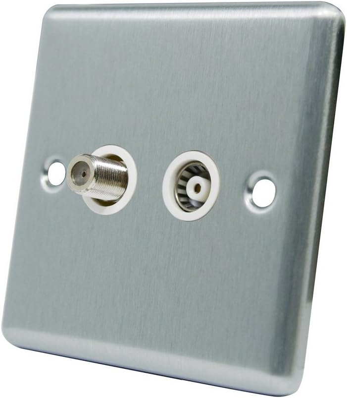 AET CSCTVSKYWH Satin Chrome Classical TV & Sky White Insert-Coaxial and Satellite Socket, 240 V