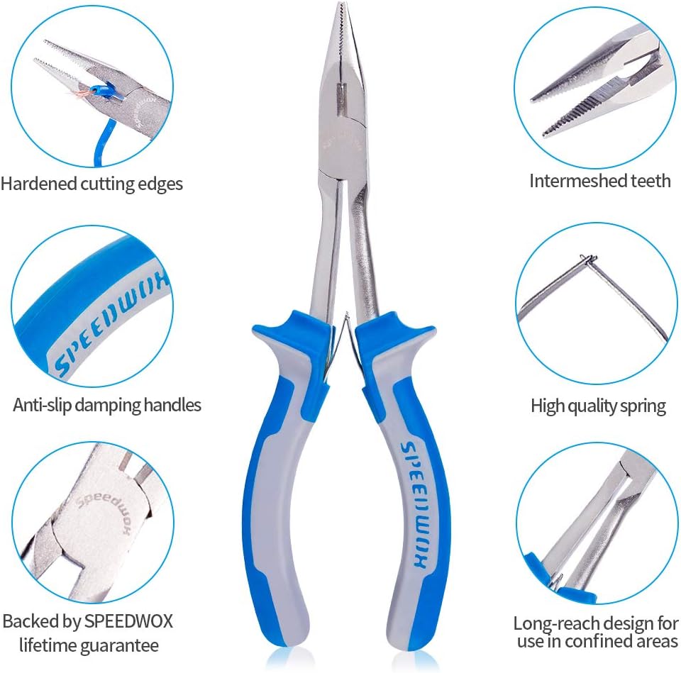 SPEEDWOX Long Reach Long Nose Pliers 6 Inches Mini Wire Cutter Side Cutting Slim Precision Fine Pliers for Hard to Reach Narrow Spaces Serrated Jaws High Leverage Reduce Efforts Non-Slip Handles - Image 5
