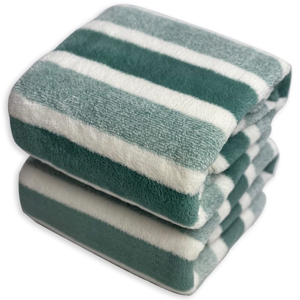 SOFTBATFY Microfibre Bath Sheet, Beach Towels 2 Pack(90x180cm) Lightweight, Absorbent, Super Fluffy and Fast Drying Towel for Travel, Vacation, Fitness and Yoga (90x180cm, Green)