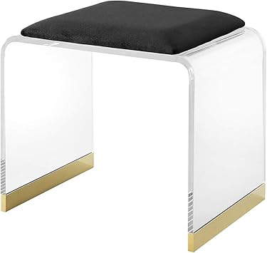 Amazon Com Southern Enterprises Magley Upholstered Acrylic Vanity Stool Black Furniture Decor