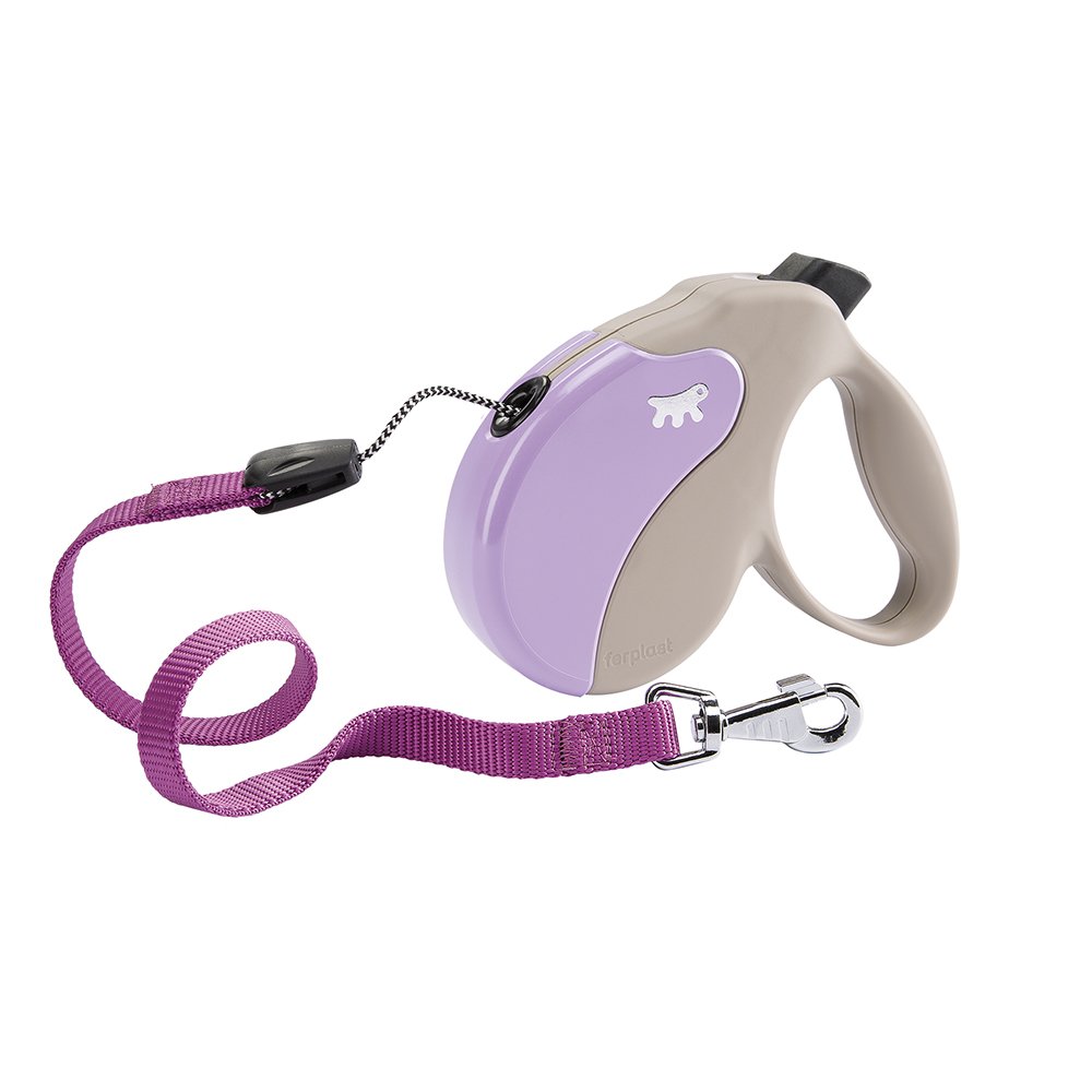 Ferplast Retractable Dog Lead Extendable Dog Leash AMIGO Cord S, Retractable Cord, 5 m, Max 15 kg, Lilac