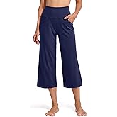 Promover Wide Leg Capris for Women Capri Leggings with Pockets Dressy Casual for Summer Loose Dress Trouser Style Yoga Crop Pants(Royal Blue,XL,23")