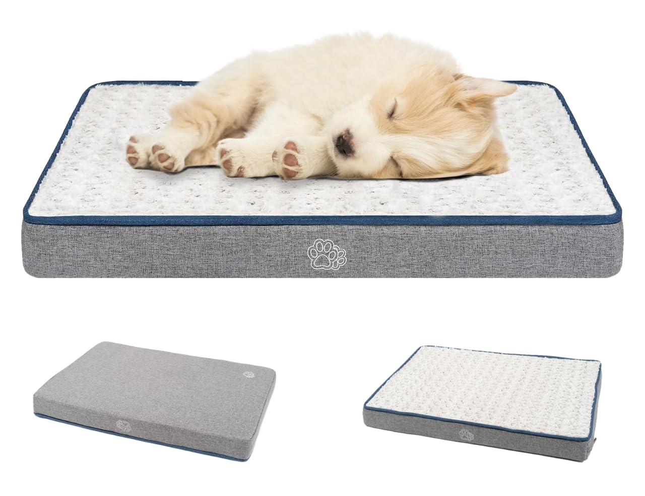 EMPSIGN Small Dog Bed Washable, Orthopedic Dog Beds Mattress for Dog Crate with Washable Removable Cover, Pet Beds Pillow Cushion for Dog, Grey, 60x45x7,5cm