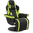 Athena Collection Ergonomic Gaming Chair Adjustable Recliner w/Footrest Cup Holder Lumbar Pillow Headrest, Swivel Office Chair PU Leather Computer Desk Chair Home Theater Seating Single Sofa, Green