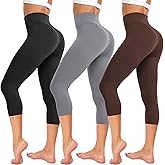 NEW YOUNG 3 Pack Capri Leggings for Women,High Waisted Workout Yoga Pants Tummy Control