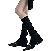 Sexybody Women Flare Leg Warmers Y2K Kawaii Crochet Knit Ruffle Socks Lolita Stylish Cute Japanese Long Boot Cover for Girls