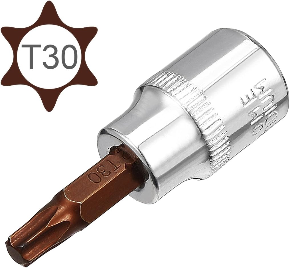sourcing map 3/8" Drive x T30 Torx Bit Socket, S2 Steel Bits, CR-V Sockets 2" Length (for Hand Use Only) 2pcs - Image 3