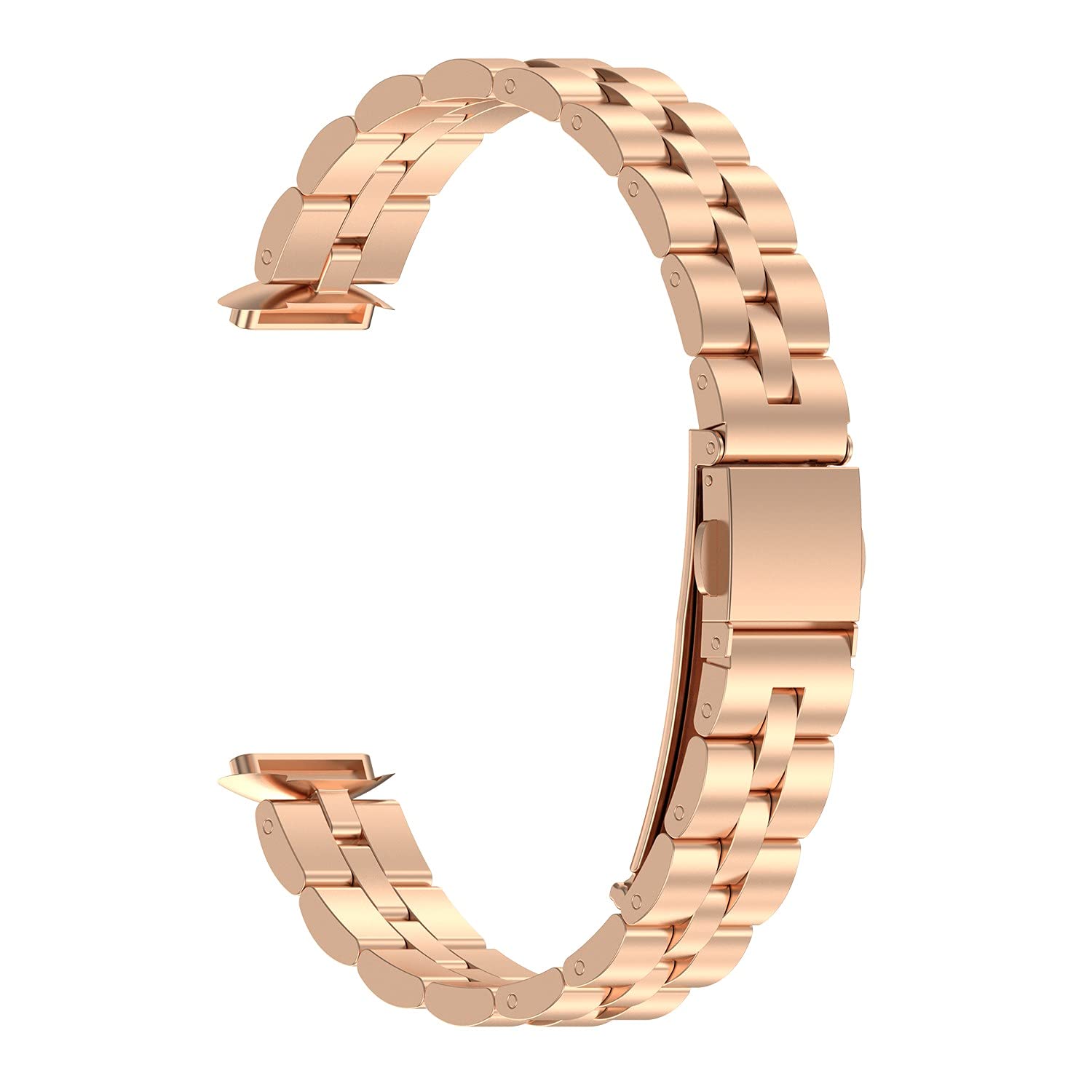 AISPORTS Compatible with Fitbit Luxe Strap Stainless Steel for Women Men, Solid Adjustable Stainless Steel Sport Wristband Metal Buckle Bracelet Replacement Strap for Fitbit Luxe Activity Tracker