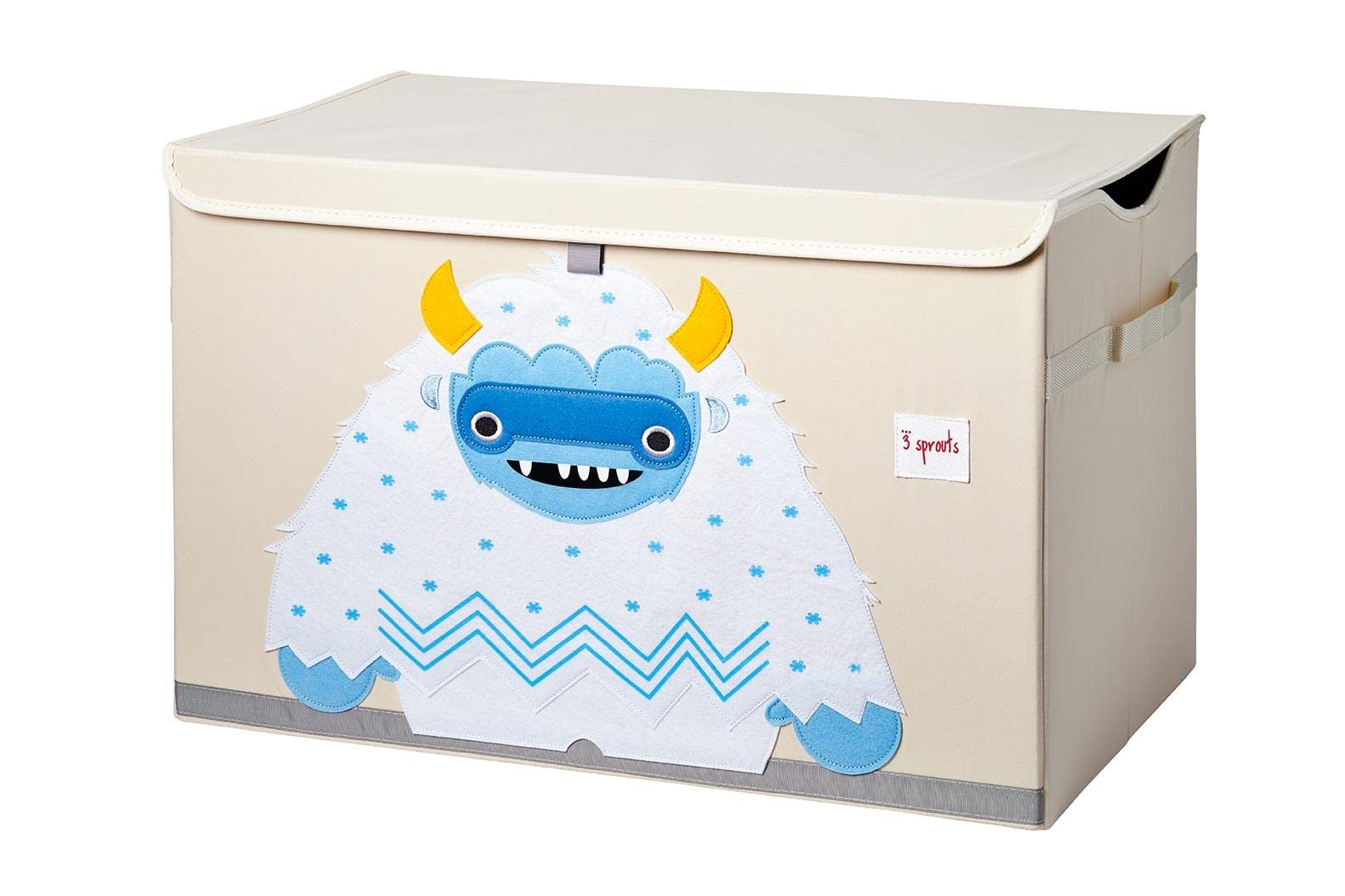 3 Sprouts Large Toy Chest with Lid and Handles - Sturdy Toy Box Storage Organiser for Boys & Girls, Spacious Collapsible Fabric Toy Chest Storage Box, Yeti