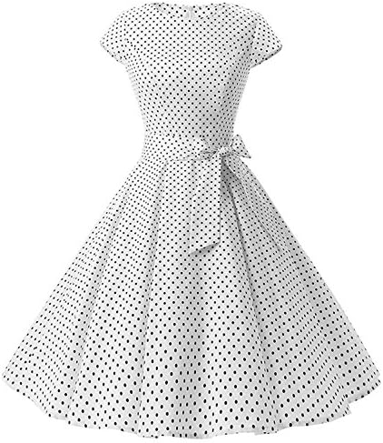Womens 50s Style Polka Dot Cocktail Party Rockabilly Vintage Dress with Cap Sleeve, D107