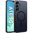 FNTCASE for Samsung Galaxy A16-5G Case: Magnetic Matte Textured Military Grade Drop Protection Translucent Cell Phone Cover - Slim Rugged Durable Shockproof Protective Bumper Cases- 6.7 inches(Black)