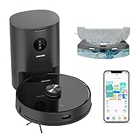 AIRROBO ロボット掃除機 自動ごみ収集 レーザーナビゲーション 2700Pa 超強力吸引 高精度マッピング 進入禁止エリア 水拭き 2.4GWi-Fi対応 アプリ Alexa 250分間連続稼働 自動充電 落下防止 衝突防止 ロボットクリーナー お掃除ロボット T10+ ブラック