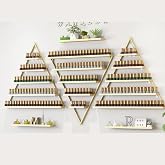 BANEBONE Elegant Gold Wall Mounted Nail Polish Rack - Set of 6 Triangular Cosmetic Display Shelves for Essential Oil Bottles, Organize Your Lipsticks and Perfumes in Style at Home or Salon (Gold)
